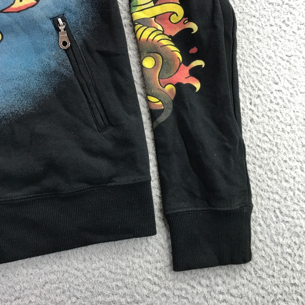 Vintage Y2K Ed Hardy Jacket Womens Large Black Embroidered Skull Love Kills Zip - Picture 5 of 16